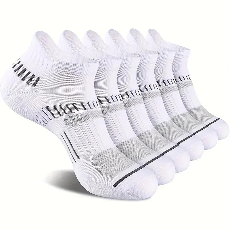 5/6 Pairs Men's Socks Athletic Cushioned Support Ankle Socks Cotton Blend Breathable Comfortable Low Waist Crew Socks For Sports