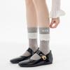 Japanese Lolita Patchwork Mid-Calf Mesh Socks with Pearl Ruffles for Women