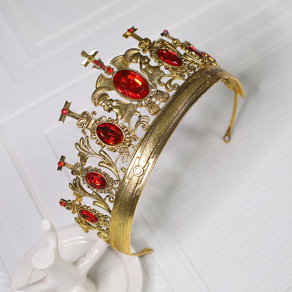 1pc Luxurious King Queen Crown Metal Crystal Elegant Headwear for Men Women Party Holiday Hair Accessories Crown Gift