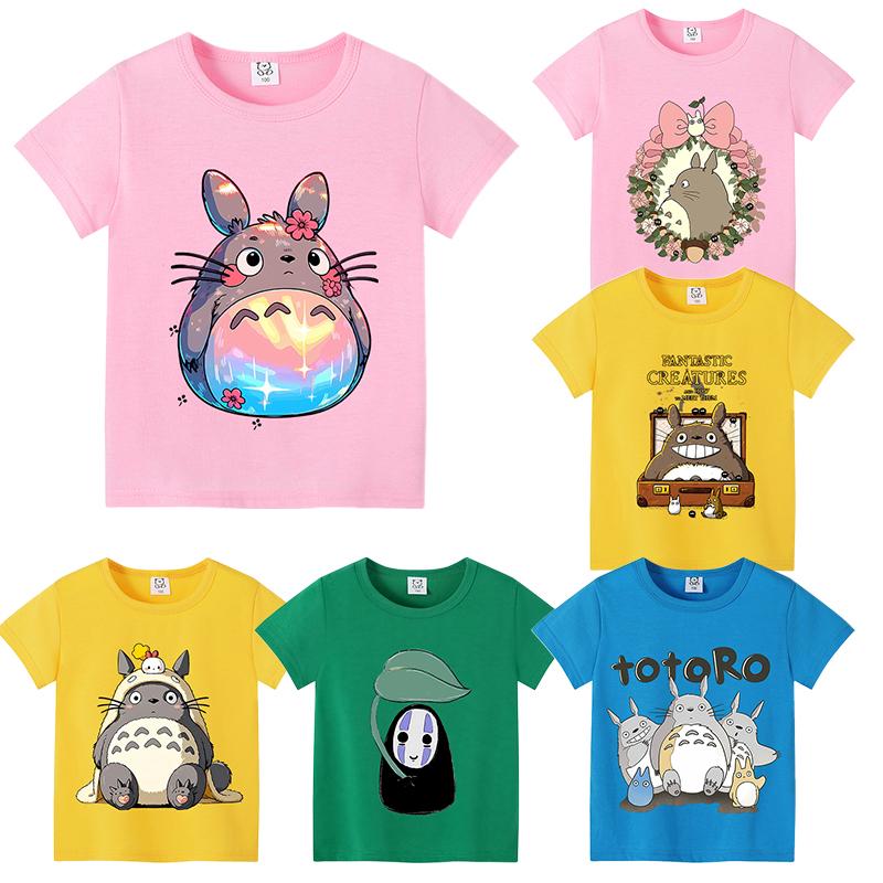 Koszulka dziecięca Totoro Dziewczynka Chłopiec Bawełna Krótki rękaw Anime Kreskówka Koszulki Moda Okrągły dekolt Koszulka Dzieci Urocze Letnie ubrania Nowe