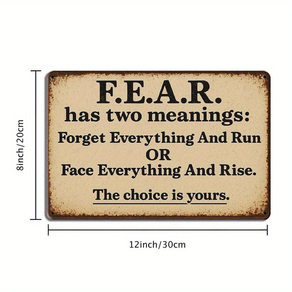 "F.E.A.R." Motivational Metal Tin Sign, Vintage Iron Wall Art for Indoor & Outdoor Decor