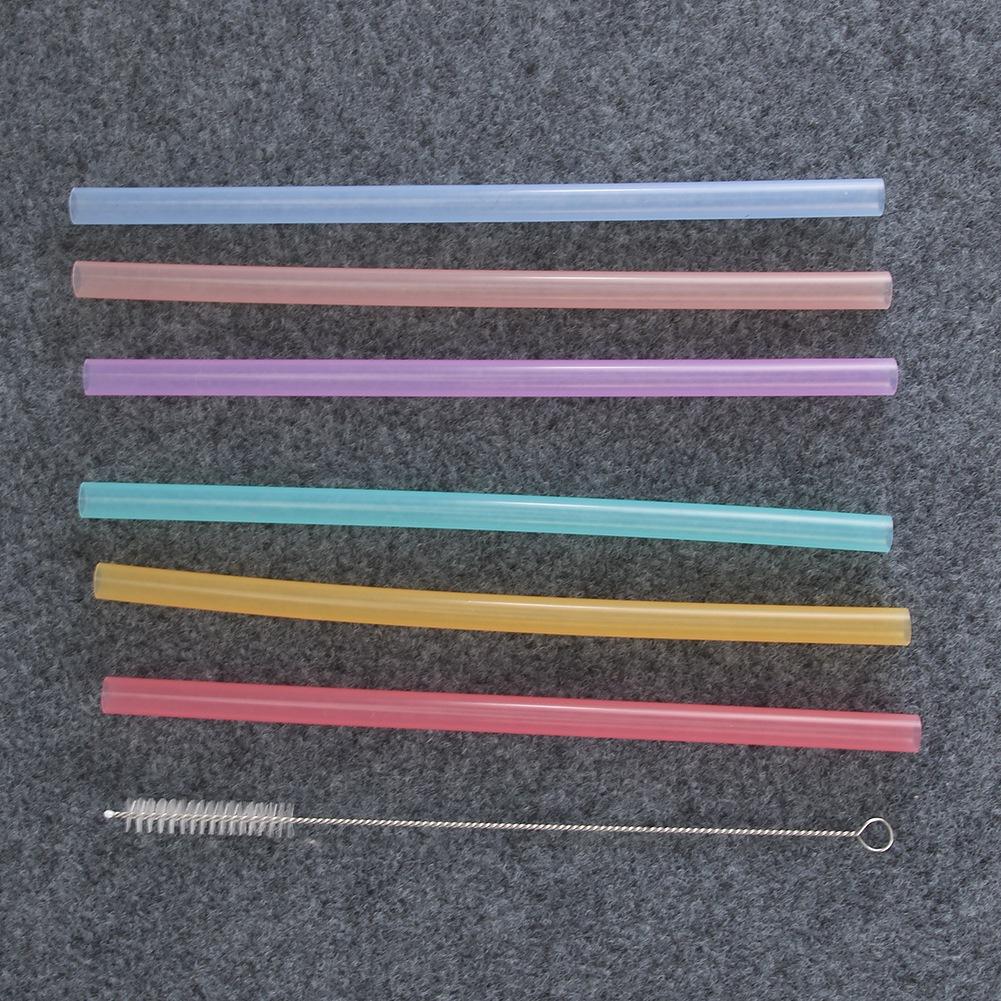 6pcs Portable Reusable Environmentally Friendly Silicone Drinking Straw with Cleaning Brush Set