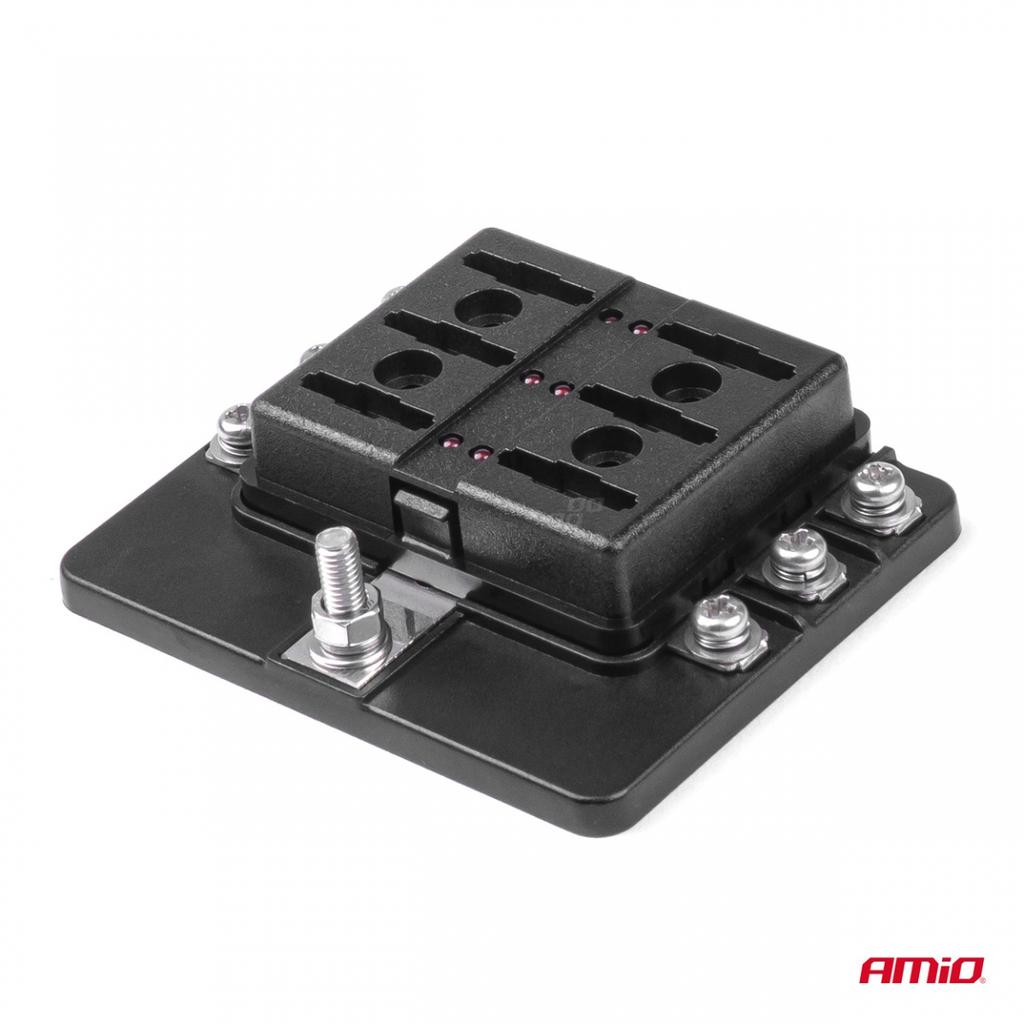 Ceramic fuse box 6 sockets + fuses AMIO-03039