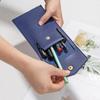 Pencilcase Faux Leather Large Capacity Multi-Slot Pouch - Pure Color Stationery Organizer / Pen Protective Case