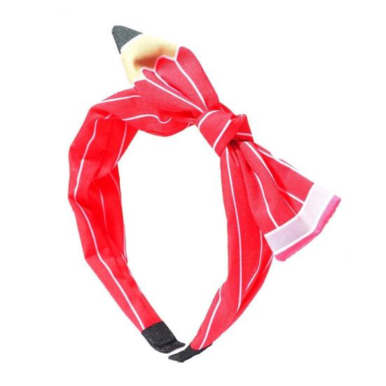 Women Hair Hoop Bright Yellow Pencil Design Bow Decor Hair Clip Back to School Student Teacher Hair Accessories