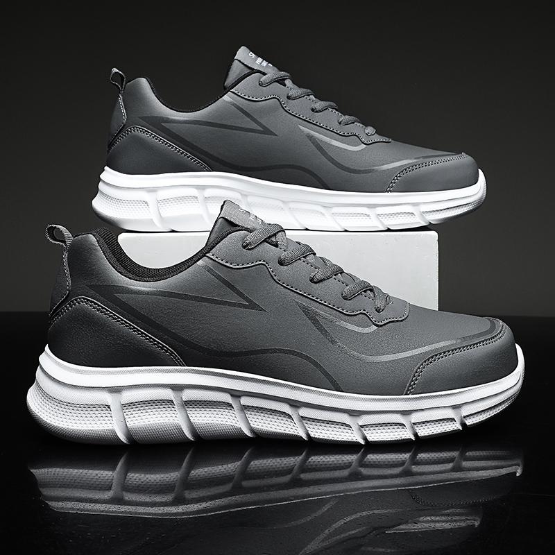 Fat feet wide fat large size spring and autumn casual sports black shoes chef leather shoes