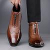 Fashion New Men's Patent Leather Pointed Business Casual Brogues Ankle Boot for Men Winter Brand Designer Chelsea Leather Shoes