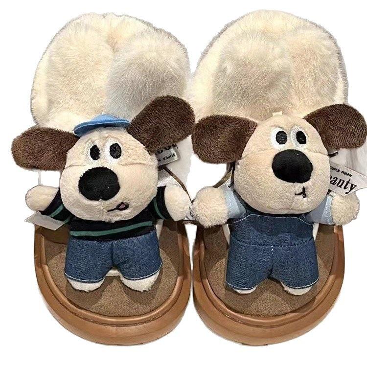 Hochwertige neue Baumwollschuhe für den Winter Schnee zum Warmhalten, verdickte süße Bärenvelours-Baumwollstiefel für Herbst und Winter