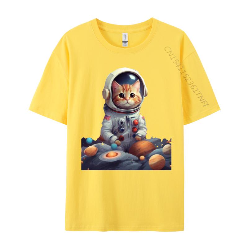 Space Cat TShirt Discount VALENTINE DAY Premium Cotton Tops Tees Tops Shirts Cat In Space Funny Shirts