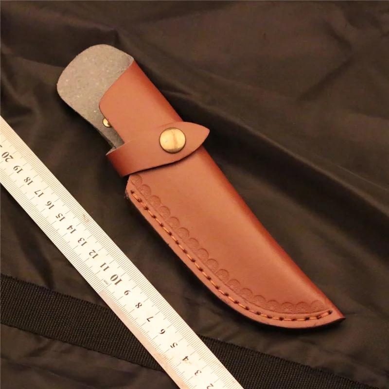 1pc Cow Leather Knife Sheath Scabbard Outdoor Straight Knife Holster Carrying Case Belt Loop Case Protective Cover Parts