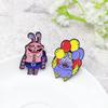 Little Rabbit Student & Mama Bird Balloon Seller Cartoon Brooch