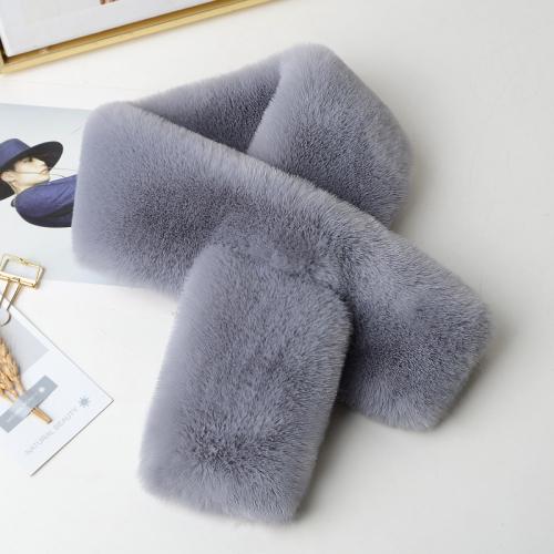 Winter Thick Furry Scarf Female Imitation Rex Rabbit Fur Joker Scarf Set Warm Plush Cross Fur Collar.
