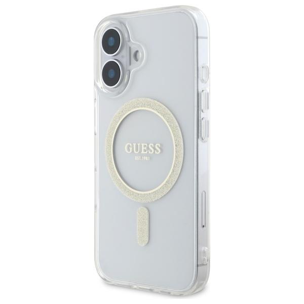 Guess Guhmp16Mhfgeret Iphone 16 Plus     6.7 Przeźroczysty/Transparent Hardcase Iml Glitter Circle Magsafe