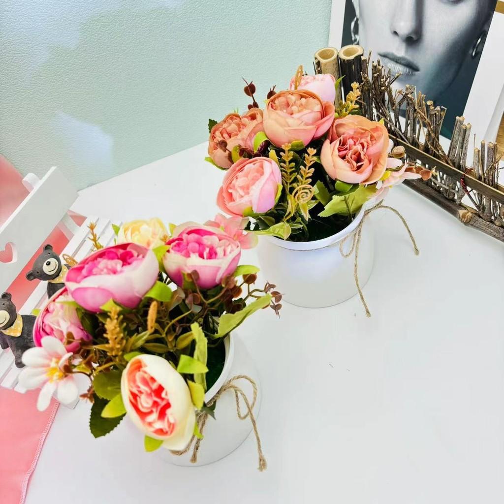 Camellia Flower Artificial Potted Plant For Home Decor And Wedding Arrangements