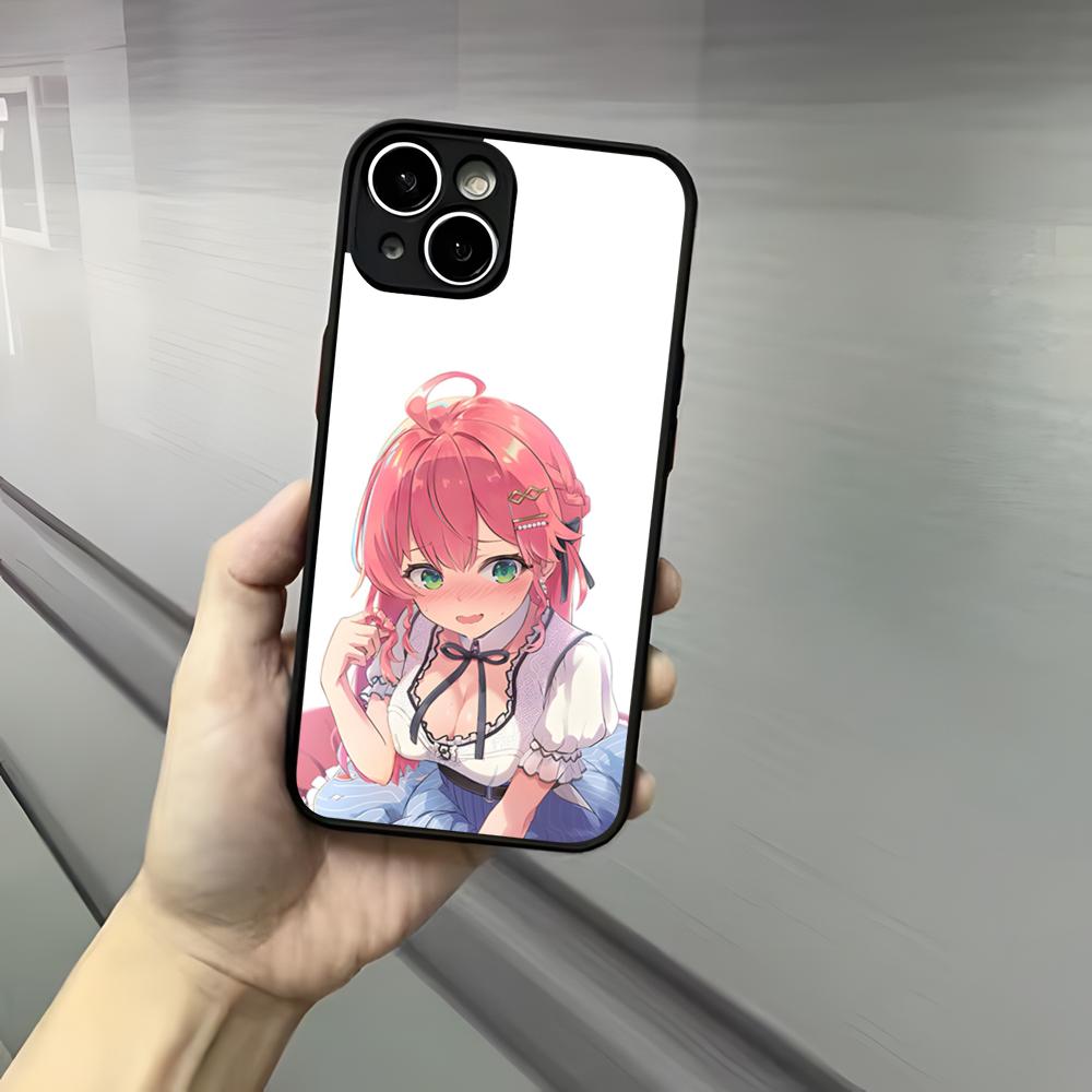 Pink S-Sakura M-Miko Phone Case For Iphone 17 16 15 14 13 12 Pro Max Xr Air Plus Skin Feel Black Hard Shell Cover