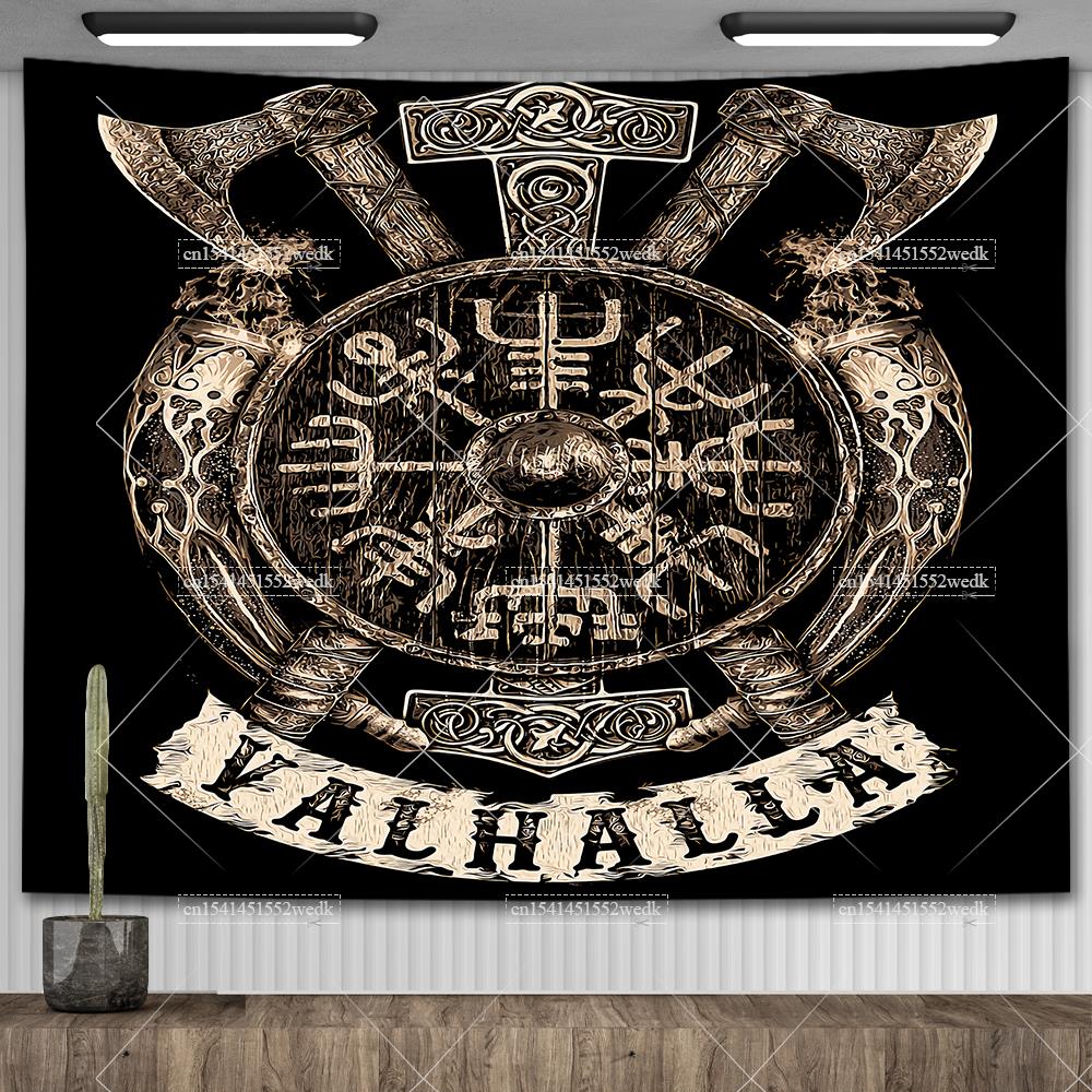 Viking Raven Tapestry Wall Hanging Hippie Vikings Norse Tapestrys Tarot Witchcraft Aesthetic Room Decoration Tapiz Home Decor