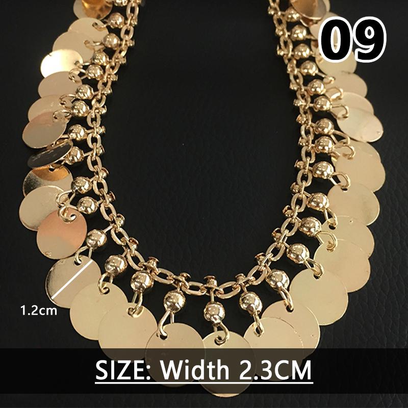 1M Ethnic Style Metal Sequin Chain Trim Sewing Tassels Fringe Beaded Ribbon Fringe Trim Diy Craft Waist Chain Garment Accessory