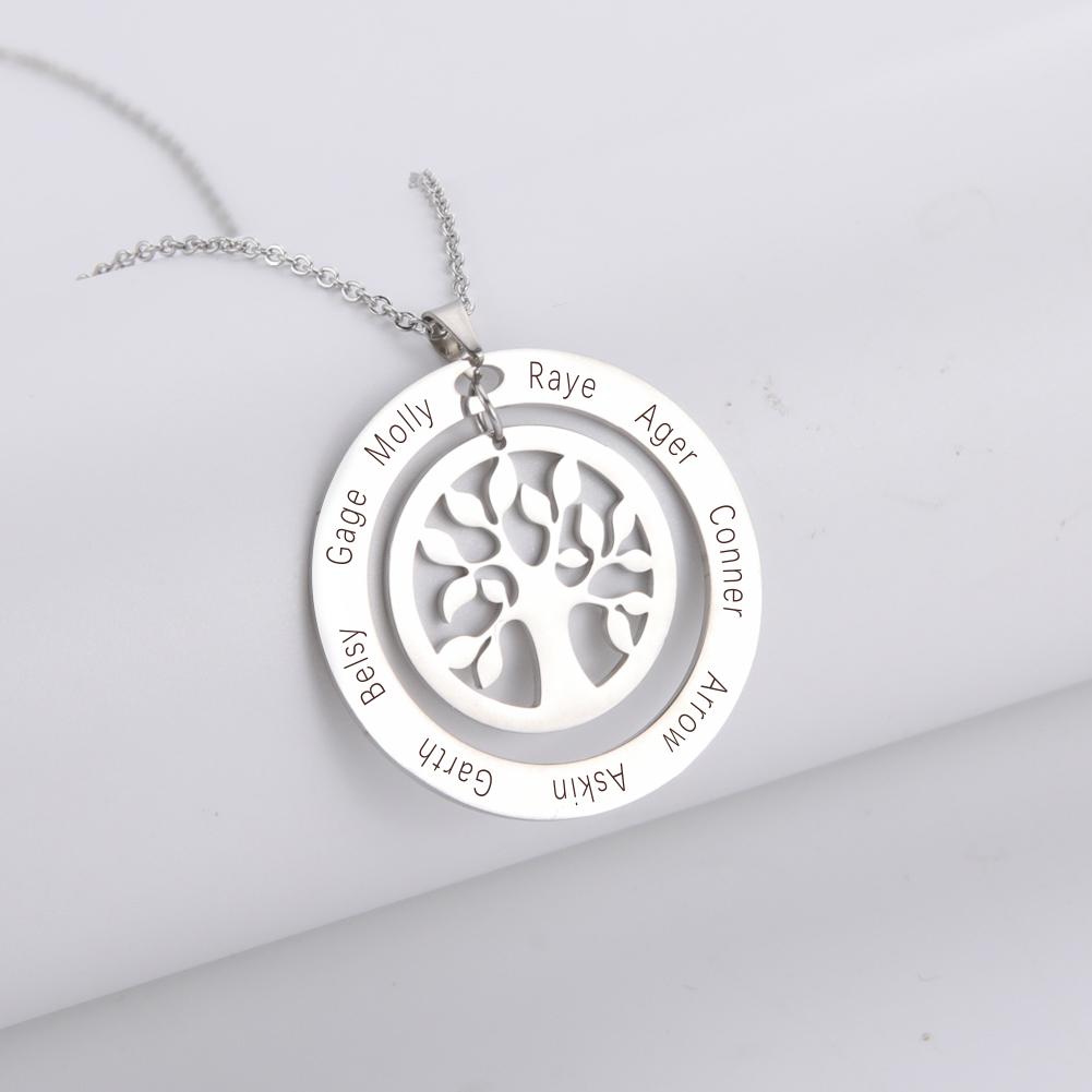 Levensboom Familie Gepersonaliseerde Naam Ketting Roestvrij Staal Sieraden voor Vrouwen Familielid 2026 Boom Ketting Cadeaus