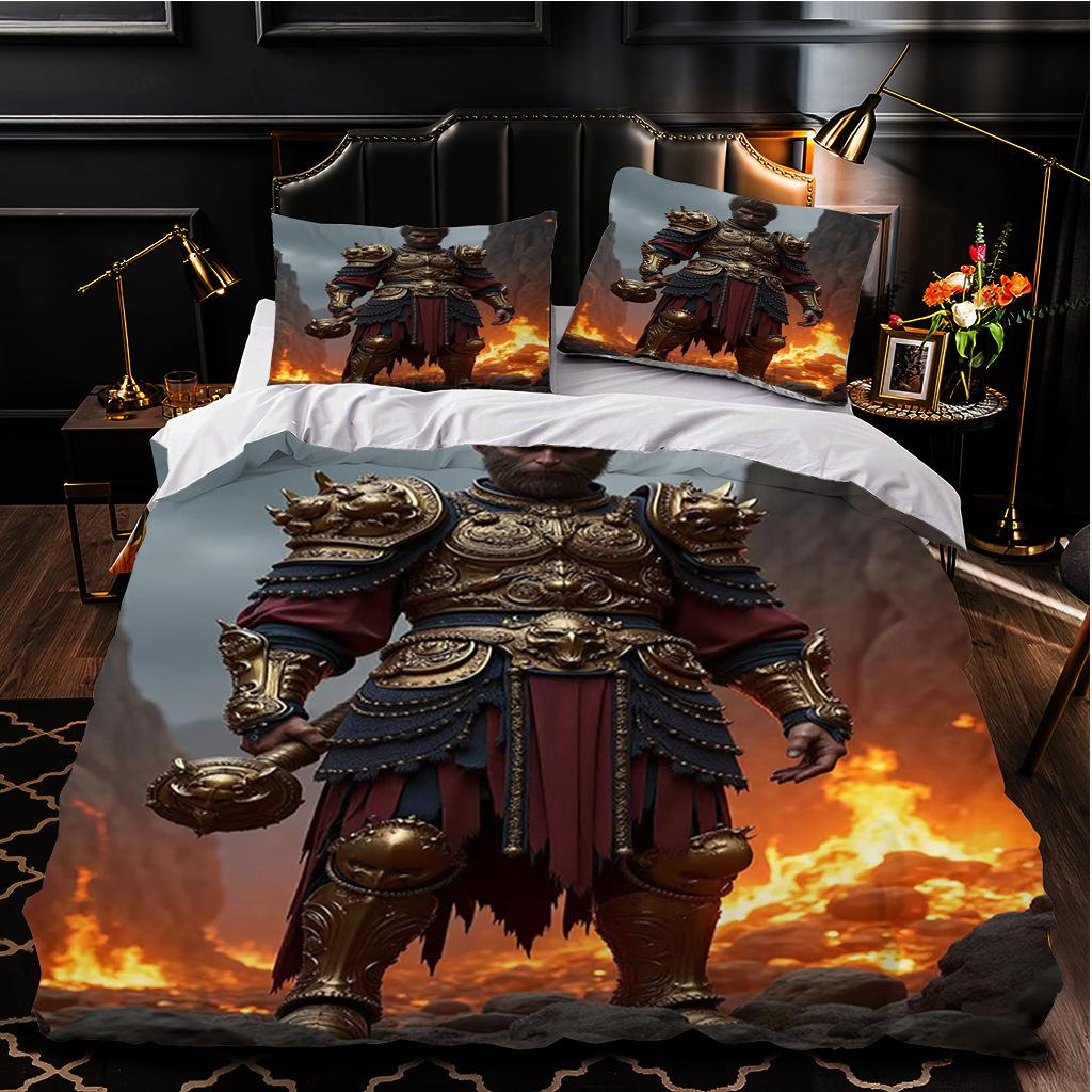 Black Myth Wukong Series Bedding Three-Piece Home Textile 3D Digital Printing