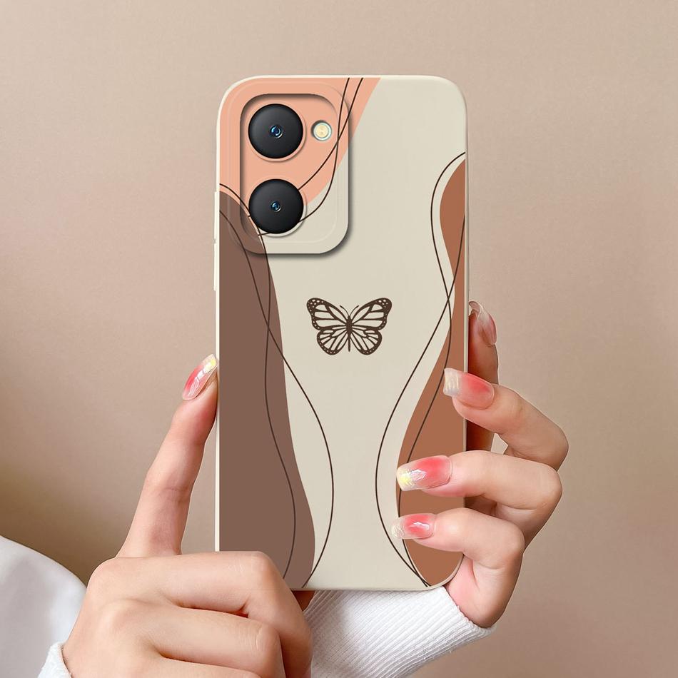 

For Vivo Y03 4G Phone Case Butterfly Cute Cat Lightweight Liquid Silicone Camera Protection Back Cover For Vivo Y 03 Funda Shell Vivo Y03 4G