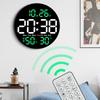 Remote Control 10 Inch LED Wall Clock Temperature/ Humidity Display Brightness Adjustable Hanging Digital Clock Large Screen