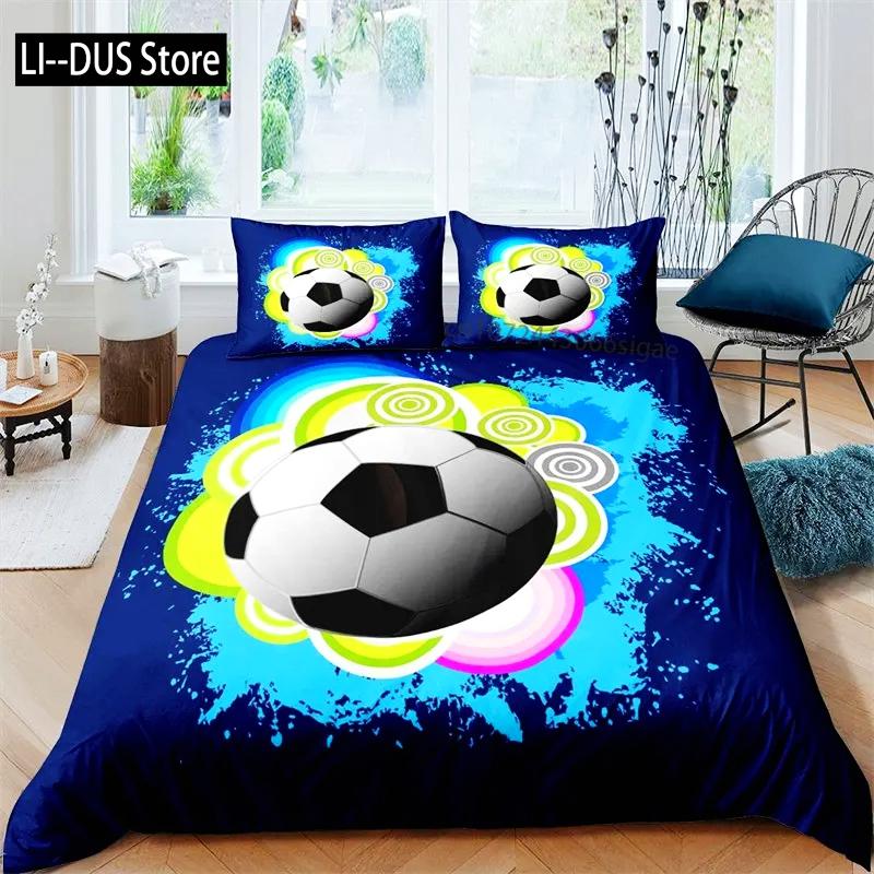 Football Duvet Cover Sports Theme Ball Games Bedding Set Kids Basketball Hockey Comforter Cover Twin for Boys Girls Room Decor