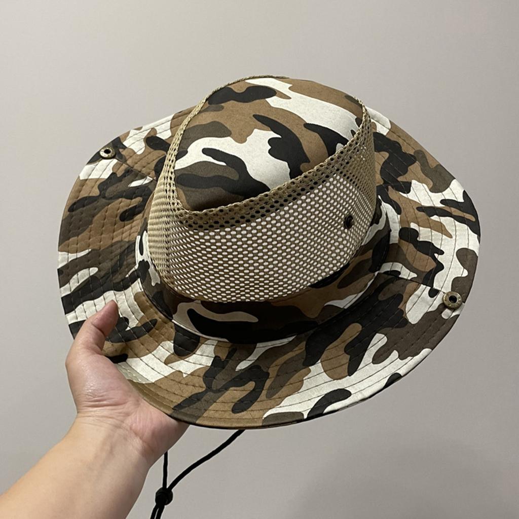 Breathable Fishing Caps Camo Fisherman Hat Wide Brim Sun Protection Outdoor Fishing Hiking Summer Bucket Hat For Men Women