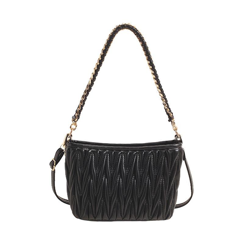 Fashion Pleated Underarm Bag Women's Versatile Messenger Bag New Niche Bucket Bag Shoulder Bag Small Square Bag
