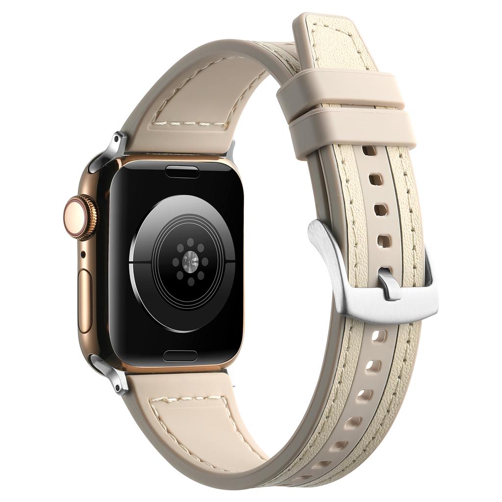 Watchband Silicone+Leather Strap For Apple Watch Band Ultra 44mm 45mm 41 40mm 49 Men Sports Belt Women Wristband for iWatch Series 8 7 9