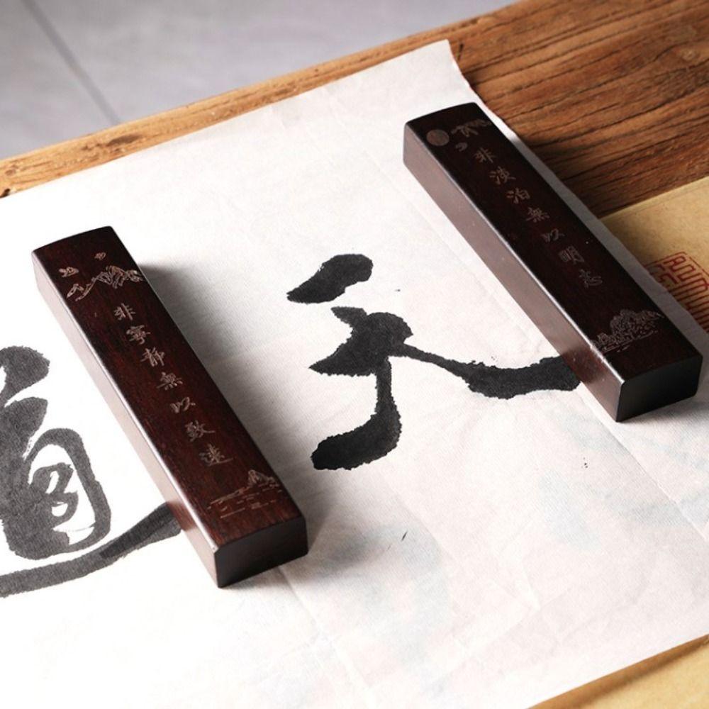 1Pair Natural Wood Paperweight Retro Calligraphy Tool Ancient Chinese Paper Weight  Art Supplies