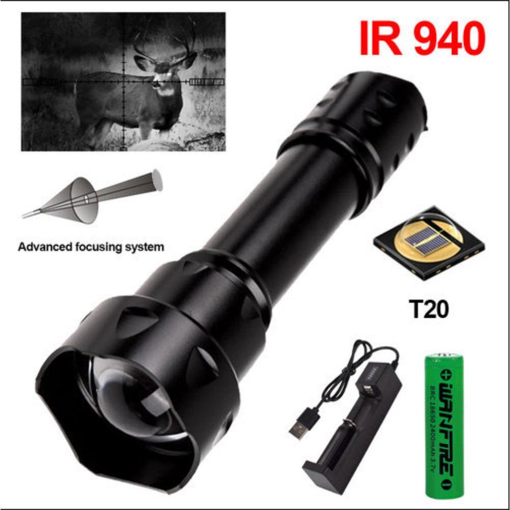 T20 850/940NM Infrared Torch | Retractable Zoom Aluminium Alloy Adventure Search Light