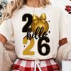 Hello 2026 Disco Ball New Year Tee Stylish NYE Outfit Unisex High Quality Cotton Crewneck Casual Style Regular Short Sleeve