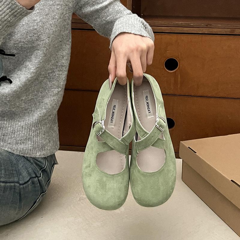 

Внутренняя платформа с завышенной талией, ретро розовые туфли с круглым носком, женская обувь 2025 года, новые повседневные туфли Мэри Джейн с перекрестным ремнем, модные туфли 40 зелёный