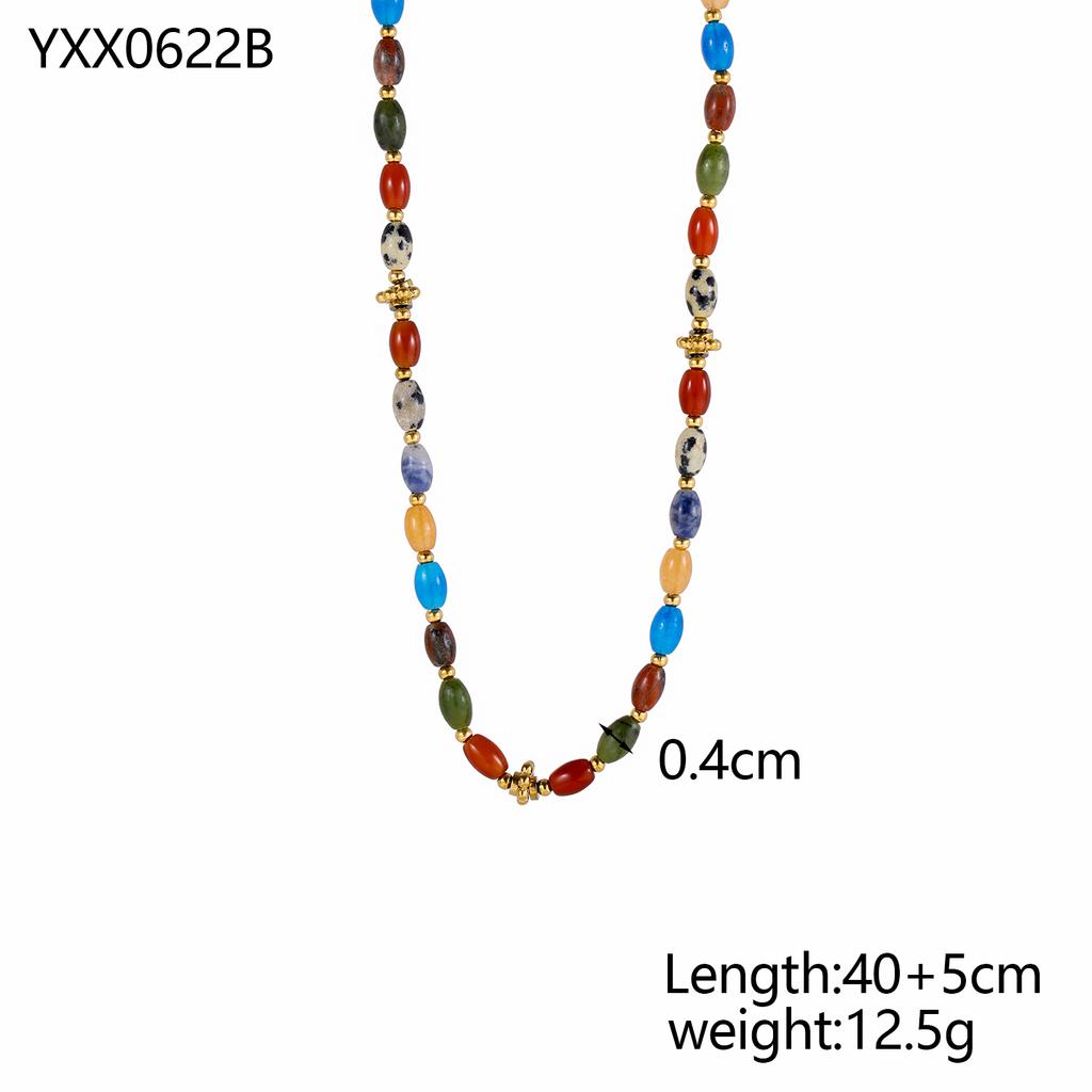 CARLIDANA INS Hot Sale Original Design Gold Plated Stainless Steel Natural Stone Women Trendy Sea Fish Tassel Pendant Necklace