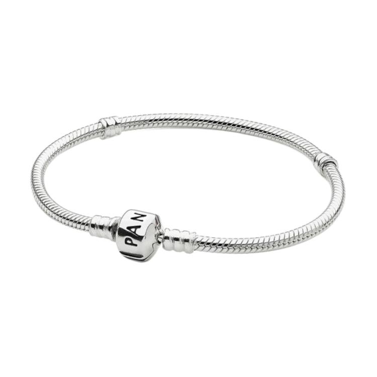 Pandora Moments Diy Snake Chain Bracelet Women bracelet Silver 590702HV Mirror Jewelry Box,20