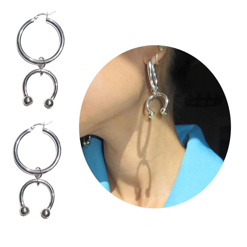 Portable Key Ornament Stainless Steel Horseshoe Keychain Drop Earrings Bag Accessories Perfect Gift for Animal Lovers