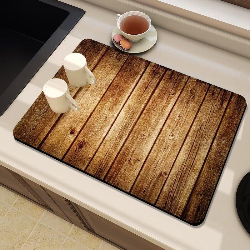Amerikanischer Stil Massivholz Druck Kaffeemaschine Abtropfpads Geschirr Isolierung Saugfähige Abtropfpads Heim Desktop Dekor