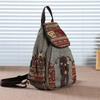 1Pc Handmade Backpack Women's Vintage Canvas Backpacks National Style Geometrical Printed Bag Female Simple Travel Backpack