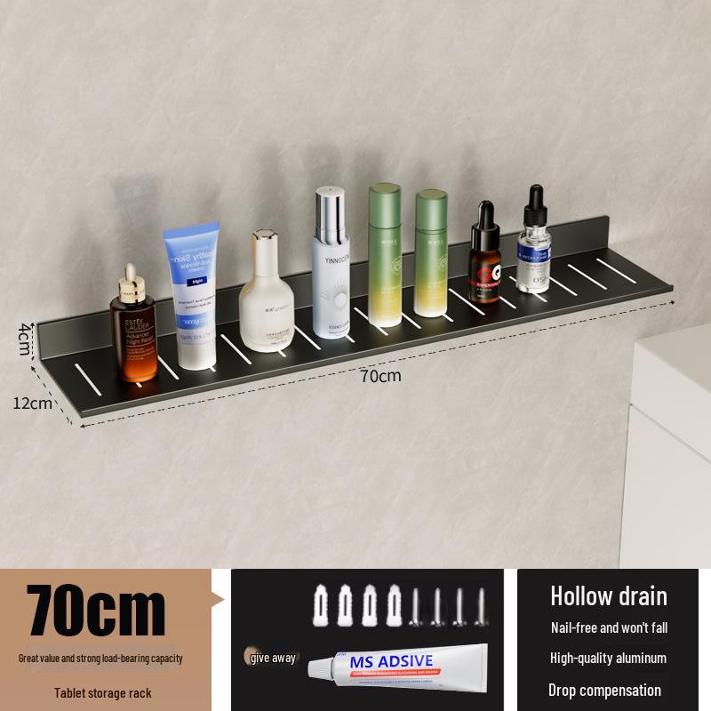 Wall-Mounted No-Drill Bathroom Vanity Shelf with Space for Faucet and Mirror