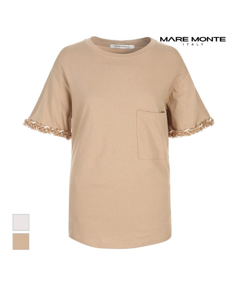 MAREMONTE Contrast Cuff Short Sleeve T-Shirt_M215Mts23D0
