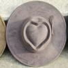 custom Heart crown Suede Hat fedora suede woman 9.5cm wide brim women hat wholesale panama hat unisex chapeau sombrero hombre