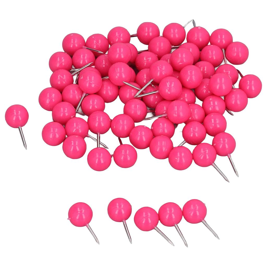 100Pcs Push Pins Map Tacks Steel Plastic Decorative Marking Pins for Cork Boards 9.5x20mm Rose Red