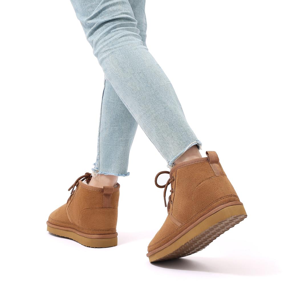 Comwarm Short Plush Lining Ankle Boots for Women Faux Suede Hard Bottom Snow Boots Warm Cozy Winter Outdoor Cotton Boots
