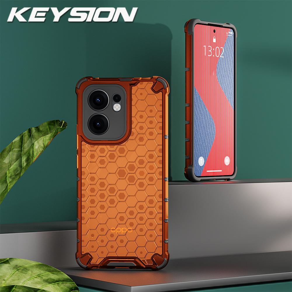 

KEYSION Shockproof Armor Case for OPPO Reno13 F 5G Soft Silicone+PC Transparent Honeycomb Phone Back Cover for PPO Reno 13 F 4G for OPPO Reno13 F 4G оранжевый