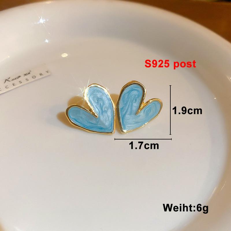 Heart Dangle Earrings for Women Colorful Enamel Crystal Love Heart Sweet Korean Female Drop Earrings aretes de