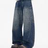 Mens Wide Leg Denim Pants With Rhinestone Embellishment Relaxed Fit Straight Cut Jeans Casual Wear
