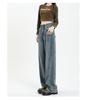 Women's American Retro Wide-Leg Jeans, High Waist, Straight Loose Fit, Floor-Length, Spring/Autumn 2023 Design 