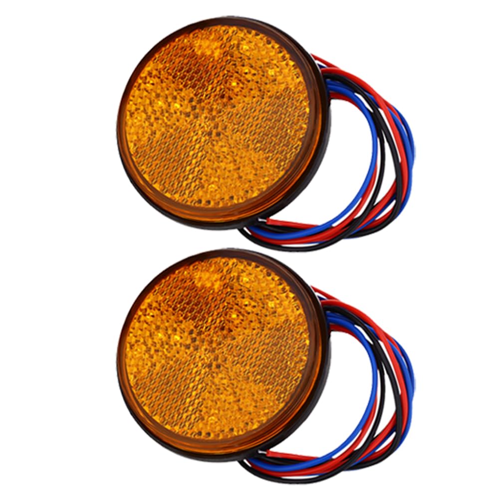 LED Reflector Reflector Round Trailer Side Marker Rear Marker Turn Signal Tail Lamp Yellow Set of 2