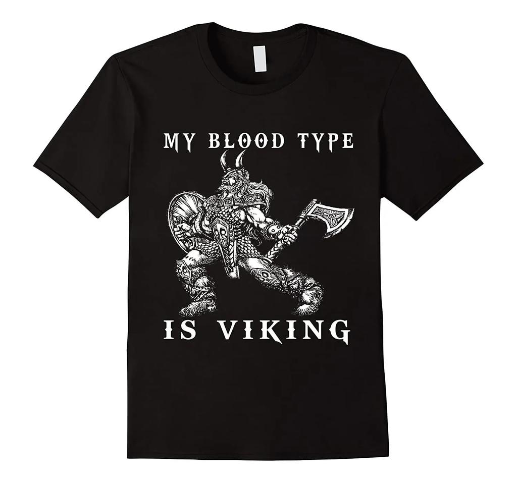 My Blood Type Is Nordic Warrior TShirt 100 Cotton ONeck Summer Short Sleeve Casual Unisexs Tshirt Size S3XL