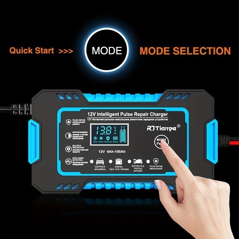 EAFC 12V Smart Battery Charger with LCD Display, 6A Intelligent Pulse Repair